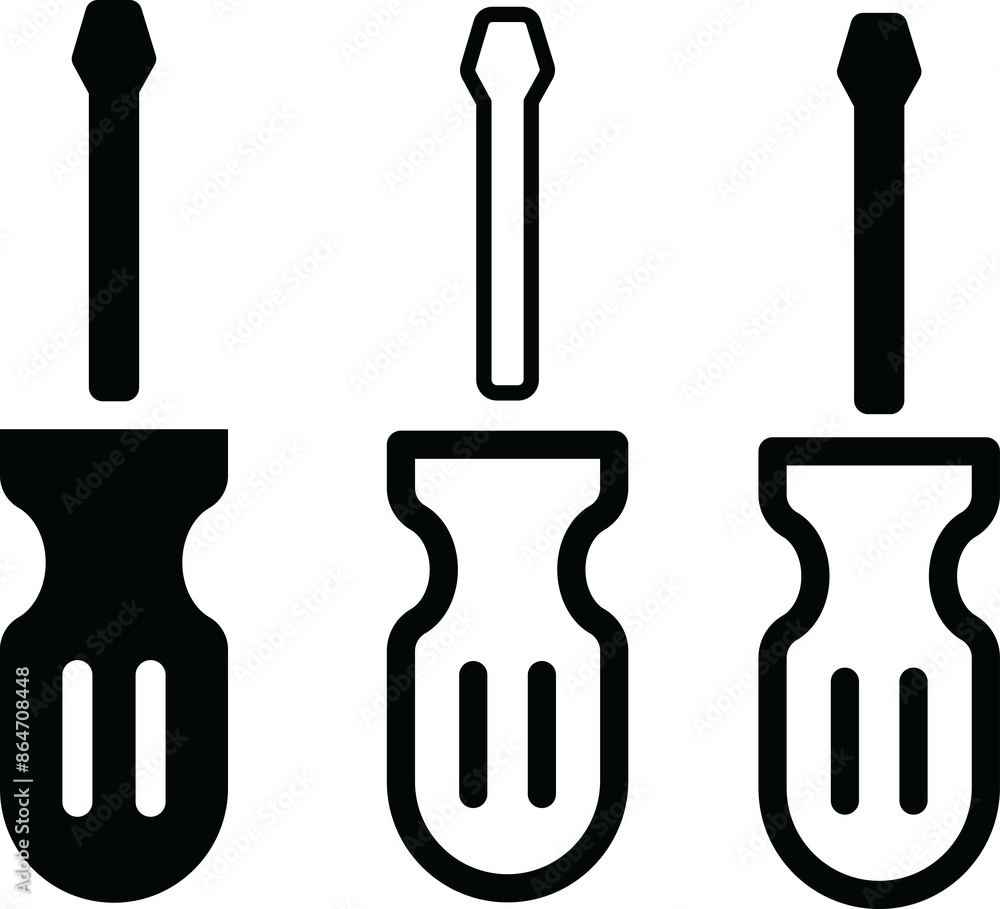 Slotted Common Blade Screwdriver Icon Set On Transparent Background, Flat Vector Design for Apps and Websites. Slotted Common Blade Screwdriver Icon Set On Transparent Background, Flat Vector Design for Apps and Websites.