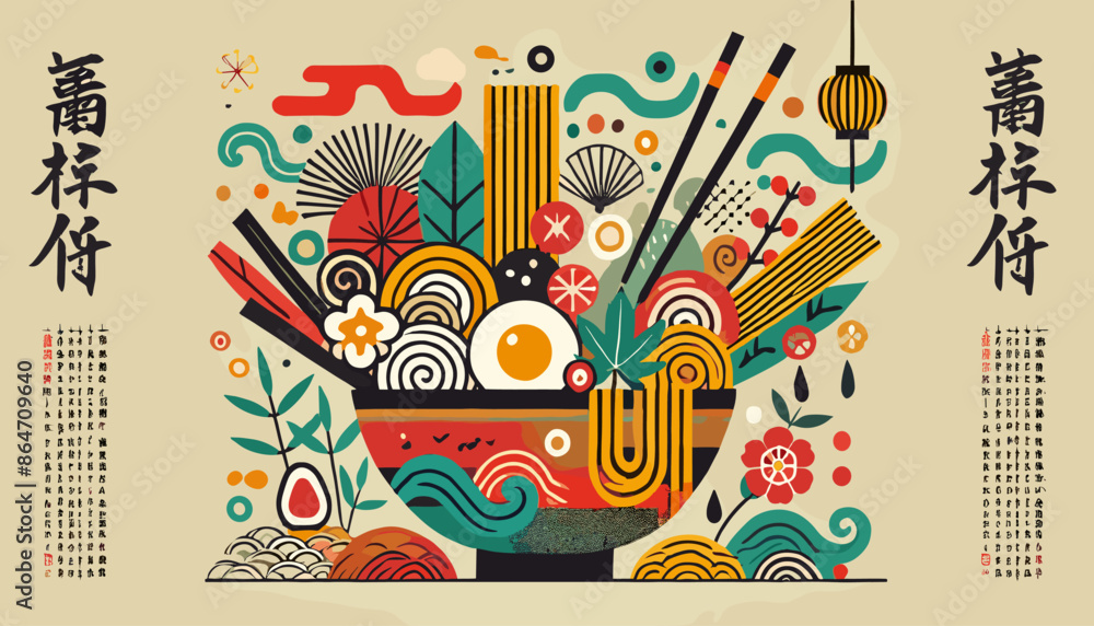 Concept of Japanese Ramen Image. Vector illustration. Concept of Japanese Ramen Image. Vector illustration.
