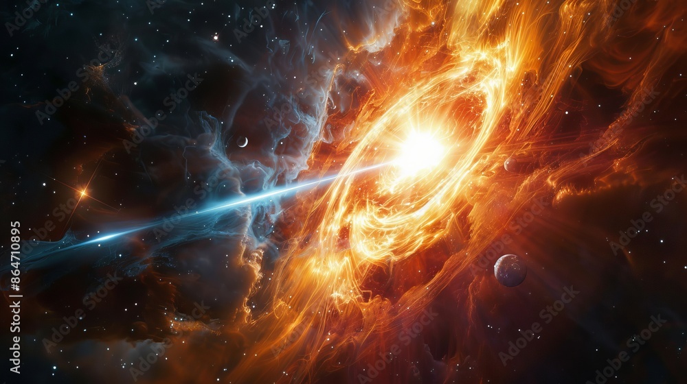 A bright light is shooting out of a black hole A bright light is shooting out of a black hole