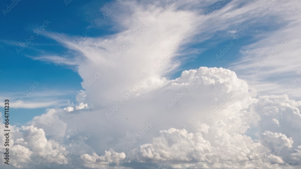 blue sky with white clouds and a plane flying in the middle of the sky blue sky with white clouds and a plane flying in the middle of the sky
