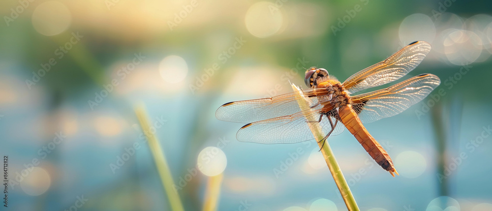 Naklejka premium Dragonfly Wings Reed Pond