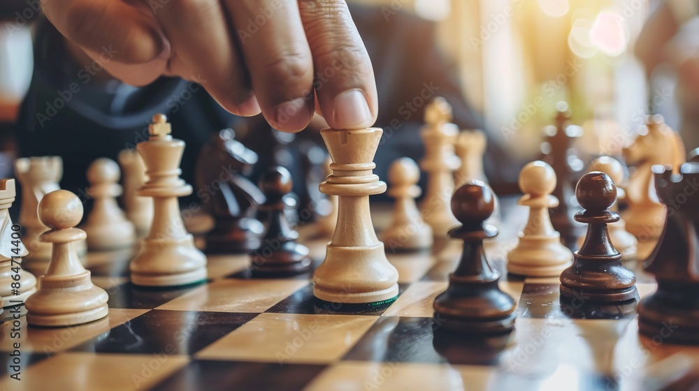 Close up of hand of businessman playing chess game. business strategy concept. Close up of hand of businessman playing chess game. business strategy concept.
