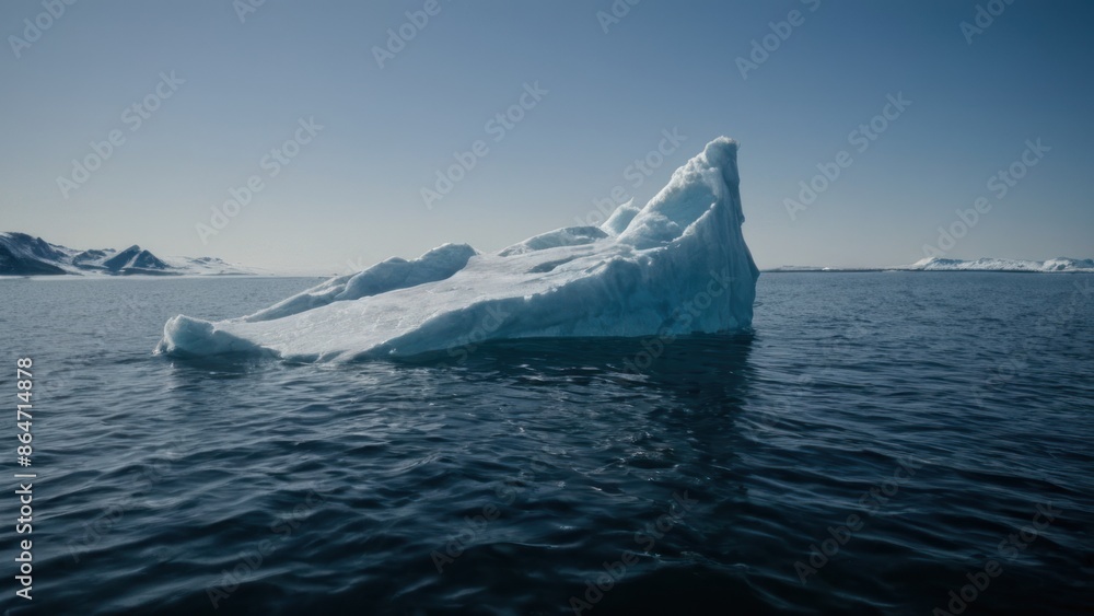 a photograph of an iceberg floating in the middle of a body of water with lots of water around it a photograph of an iceberg floating in the middle of a body of water with lots of water around it