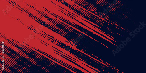 Red halftone dots blue color pattern gradient grunge texture background. Dot pop art comic sport style vector illustration sport  red modern grunge