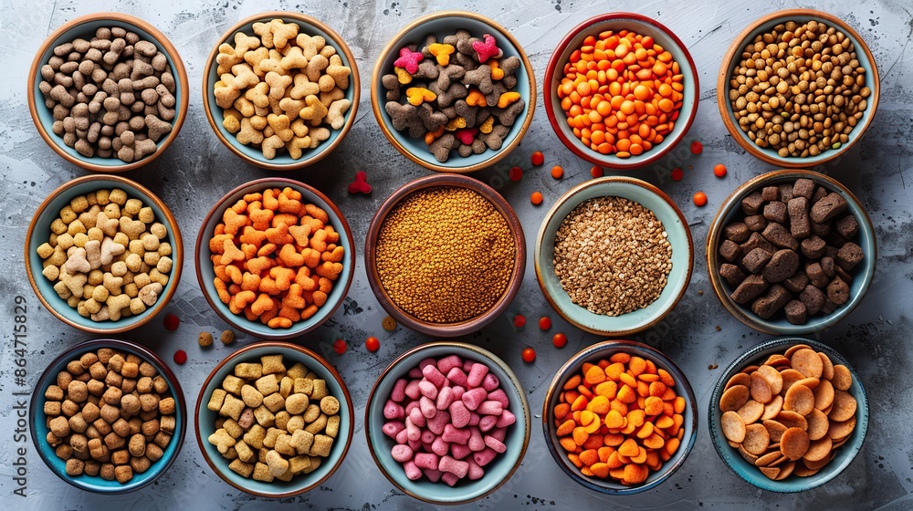 pet shop vertical banner template bowl of dry food with pet toys and accessories on white background flat lay top view.image illustration pet shop vertical banner template bowl of dry food with pet toys and accessories on white background flat lay top view.image illustration