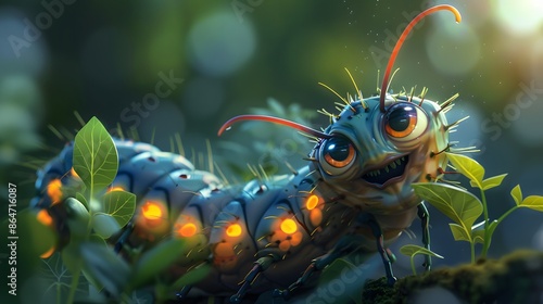 Cartoon animal caterpillar on white background illustration. © Farid