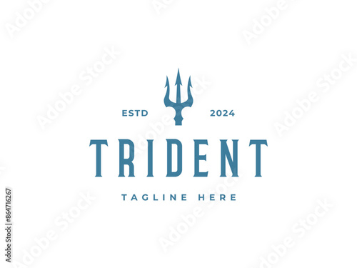 trident logo vector illustration. trident of poseidon logo template