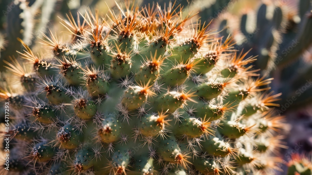 A close-up of a cactus with sharp spines, captured in stunning detail. A close-up of a cactus with sharp spines, captured in stunning detail.