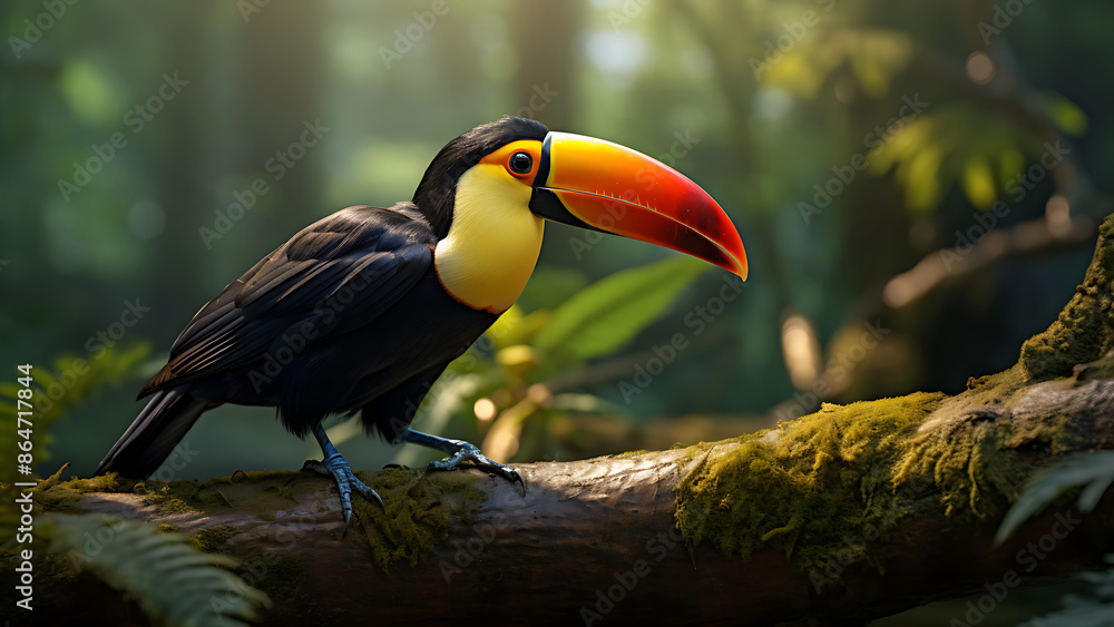 Obraz premium Toucan - Bird, Exotic, Avian, Animal, Jungle, Wildlife, Colorful
