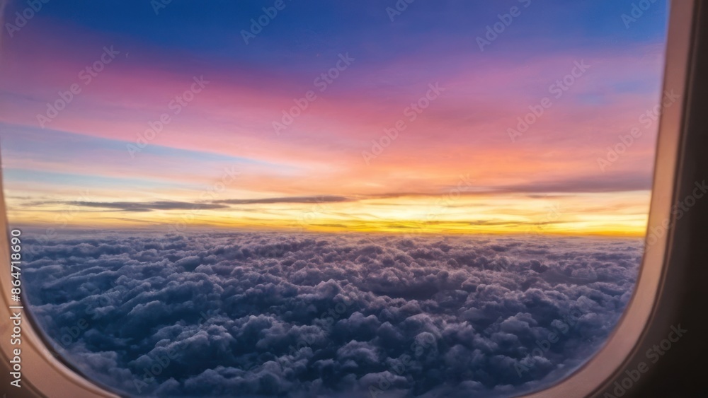 view of the sky and clouds from a window of an airplane on a sunny day view of the sky and clouds from a window of an airplane on a sunny day