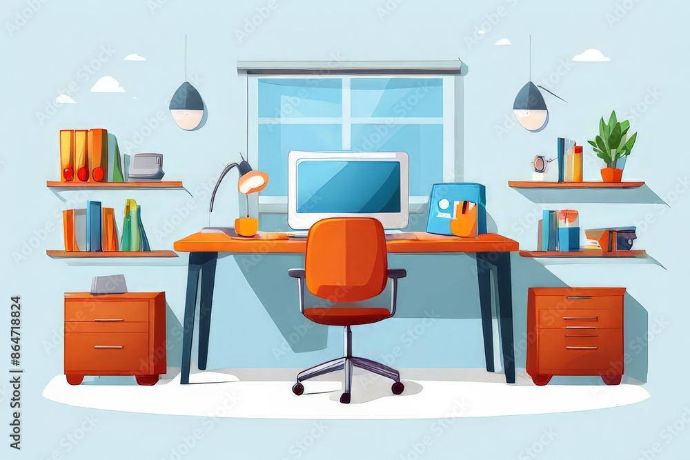 AI Image Generator, technology concept. Modern workplace interior. AI Image Generator, technology concept. Modern workplace interior.