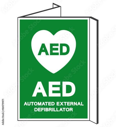 AED Automated External Defibrillator Symbol Sign, Vector Illustration, Isolate On White Background Label .EPS10
