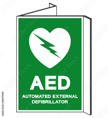 AED Automated External Defibrillator Symbol Sign, Vector Illustration, Isolate On White Background Label .EPS10