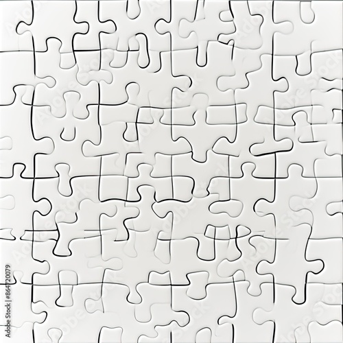 "Blank Jigsaw Puzzle Template in Top View, Ideal for Customization and Creative Projects"