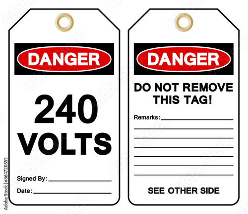 Danger 240 Volts Tag Symbol Sign,Vector Illustration, Isolate On White Background Label. EPS10