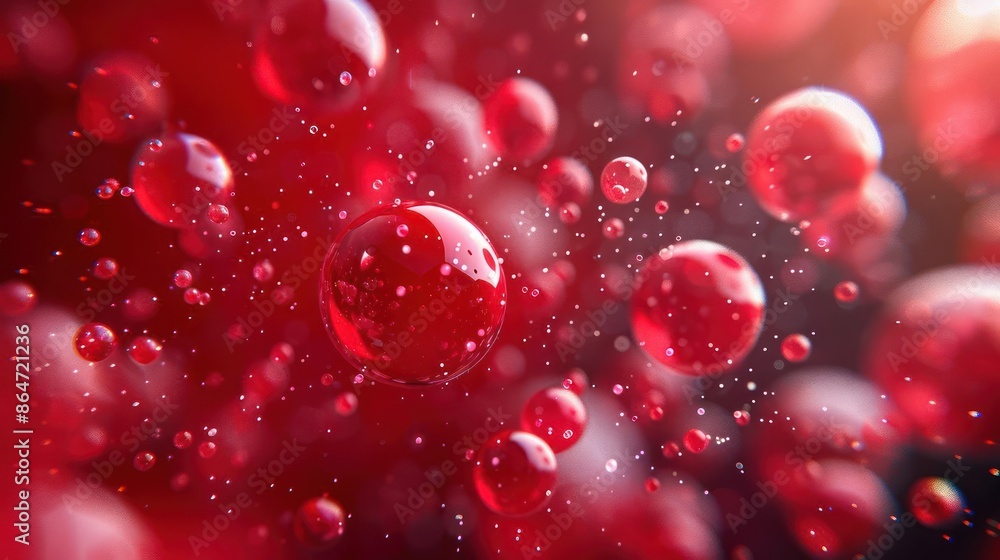 Intimate Portrait of a Red Bubble and Surrounding Droplets Intimate Portrait of a Red Bubble and Surrounding Droplets
