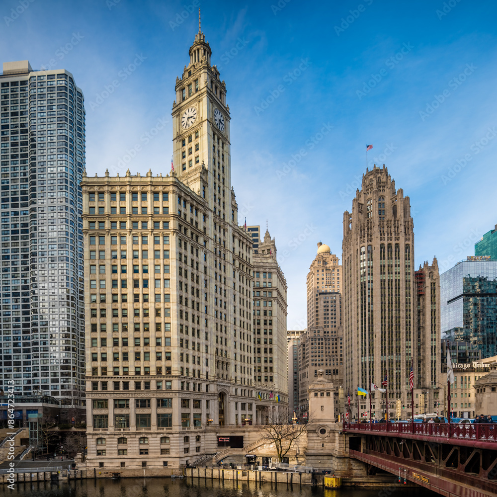 Obraz premium chicago city downtown architecture and street scenes