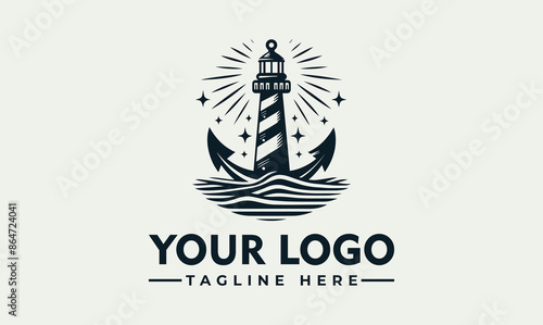 Anchor Lighthouse Vector Logo Highlighting Navigation, Safety, and the Guiding Light of an Anchor Lighthouse Symbolize Direction, Hope, and the Unwavering Beacon of Anchor Lighthouses