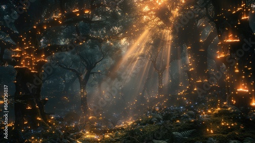 Enchanted Forest Bathed in Golden Light