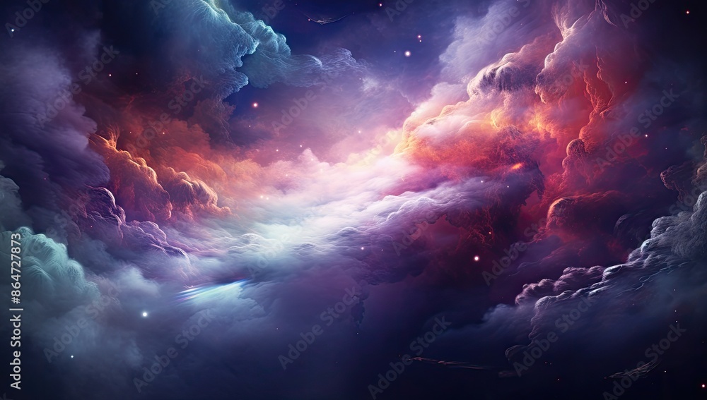 Vibrant Nebula Clouds Swirling in a Cosmic Fog Vibrant Nebula Clouds Swirling in a Cosmic Fog