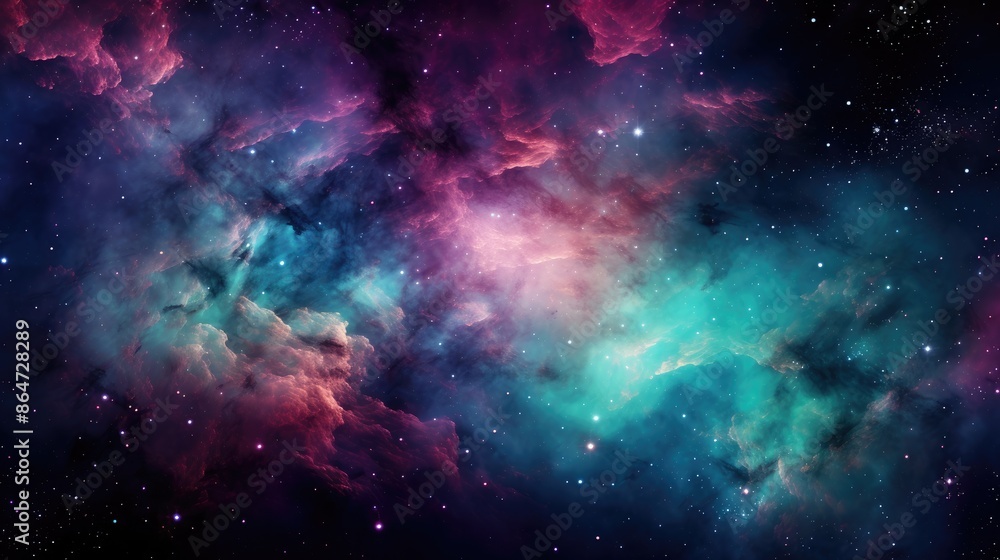 Cosmic Starry Sky Canvas Teal, Purple, and Red Nebula in Deep Space Cosmic Starry Sky Canvas Teal, Purple, and Red Nebula in Deep Space