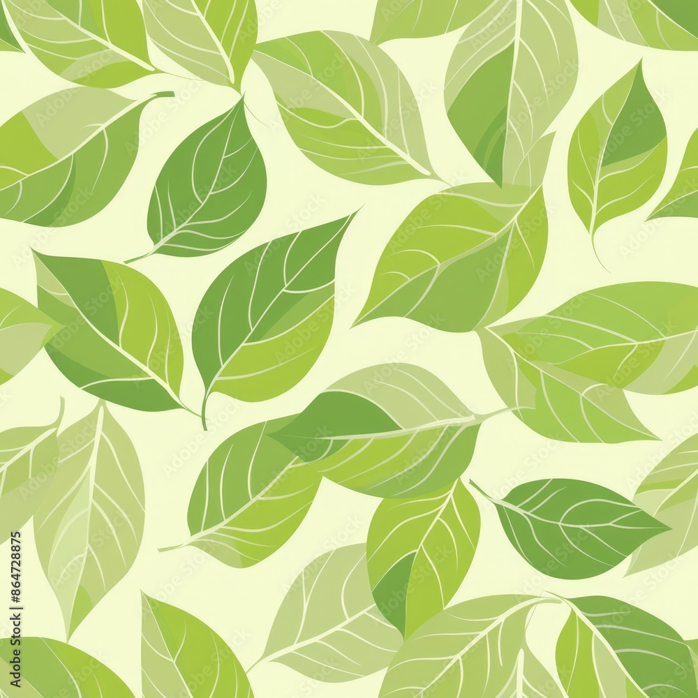 Sustainable Serenity: Eco-Friendly Leaf Patterns in Lush Green Tones on white background, seamless Sustainable Serenity: Eco-Friendly Leaf Patterns in Lush Green Tones on white background, seamless