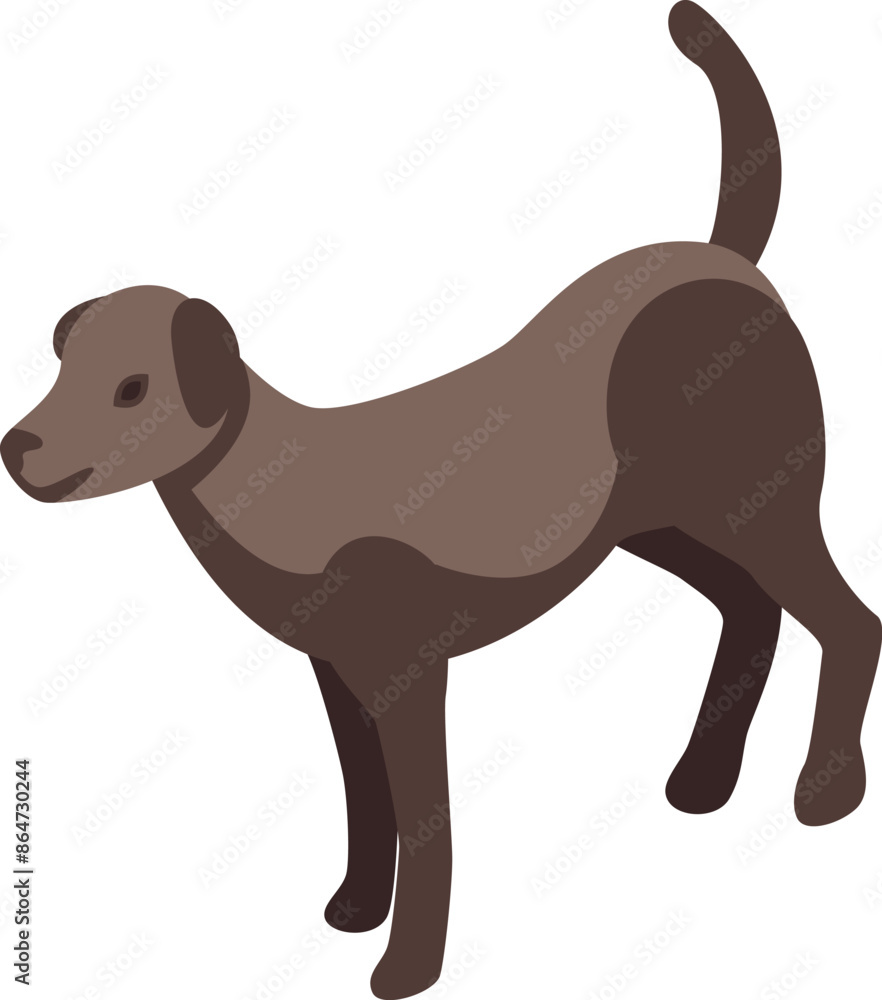 Fototapeta premium Brown dog standing with raised tail isometric icon for web design isolated on white background