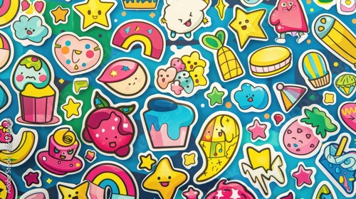 Trendy and Colorful Sticker Collection for Scrapbooking and Crafts