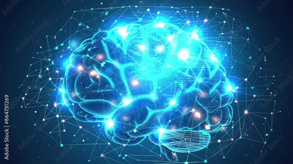 3D Illustration of Brain in Technology Theme 3D Illustration of Brain in Technology Theme