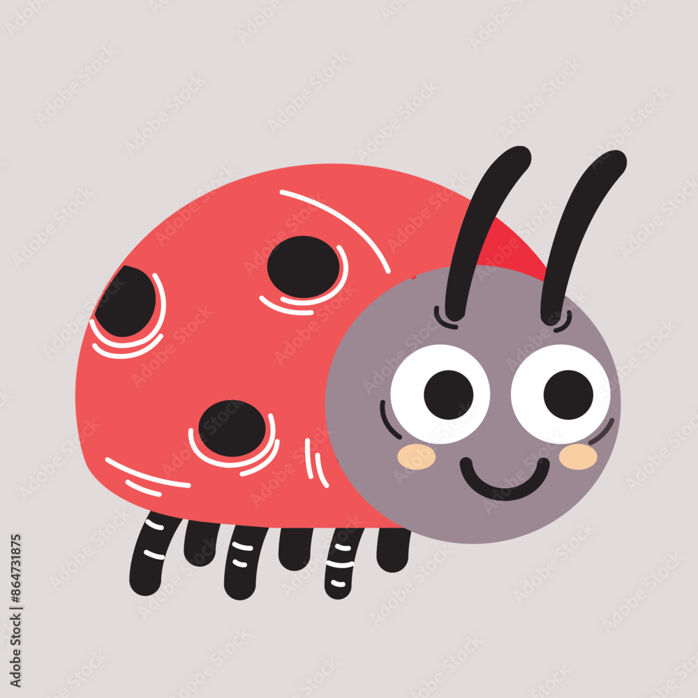 Obraz premium Art & Illustration, Ladybug icon on a light gray background