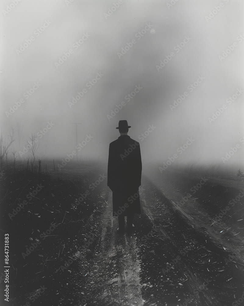 silhouette of a person in the fog In the wild silhouette of a person in the fog In the wild
