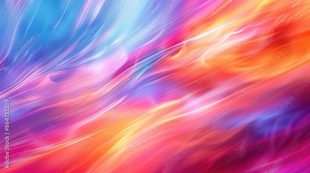 A colorful, abstract painting with a blue and pink background and orange A colorful, abstract painting with a blue and pink background and orange