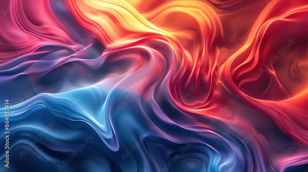 A colorful, abstract painting with a blue and red swirl A colorful, abstract painting with a blue and red swirl