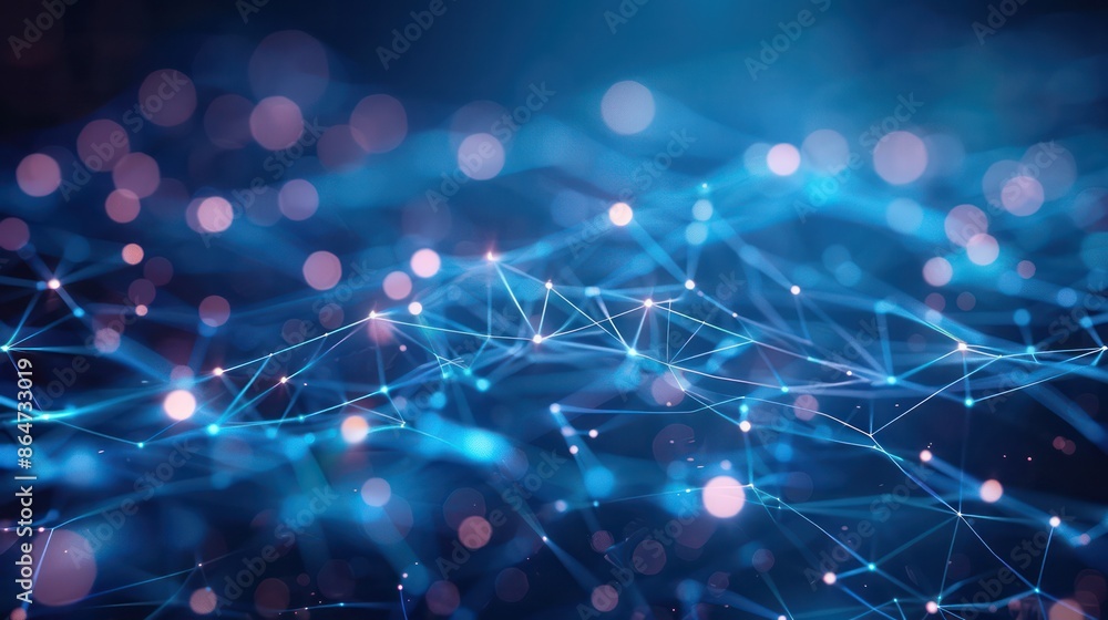 A blue background with a lot of lines and dots A blue background with a lot of lines and dots