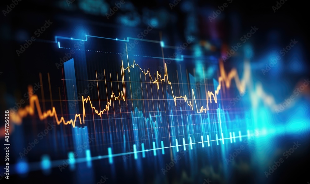 Glowing Stock Market Graph Background With Digital Bars and Data infographic business banner Glowing Stock Market Graph Background With Digital Bars and Data infographic business banner