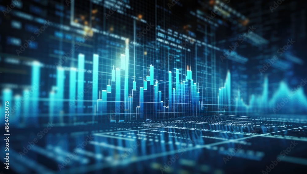 Glowing Stock Market Graph Background With Digital Bars and Data infographic business banner Glowing Stock Market Graph Background With Digital Bars and Data infographic business banner