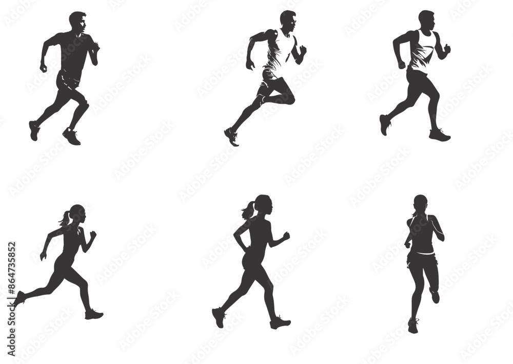 silhouette running man. Vector people running silhouettes silhouette running man. Vector people running silhouettes