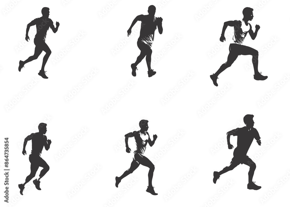 silhouette running man. Vector people running silhouettes silhouette running man. Vector people running silhouettes