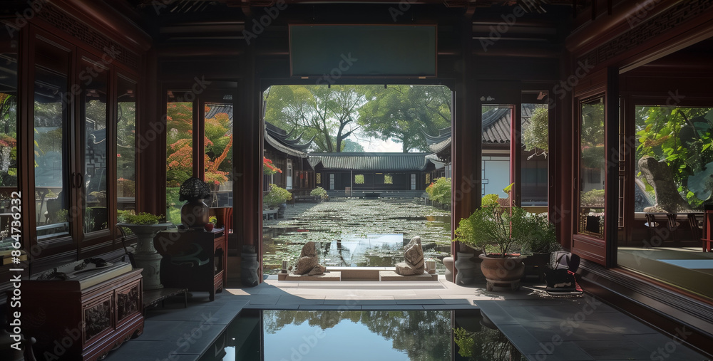 Chinese garden in the morning Chinese garden in the morning