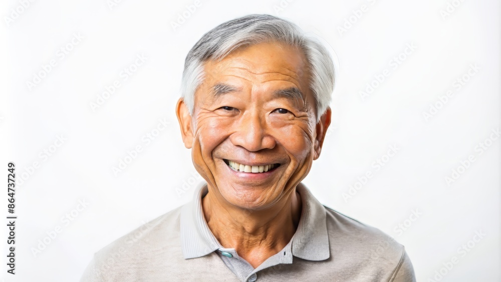 Portrait Asian senior man , old man , feel happy good health isolated on white background - lifestyle senior male concept Portrait Asian senior man , old man , feel happy good health isolated on white background - lifestyle senior male concept