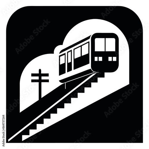 Ski cableway emblem for cabins in vector illustration
