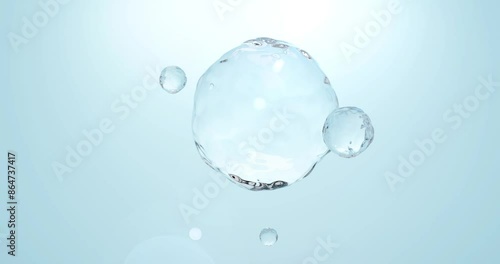 Vitamin drop floating on water surface. 3d illustration