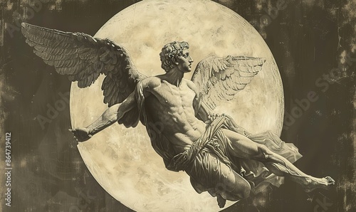 icarus flying to the sun a character from greek mythology.illustration