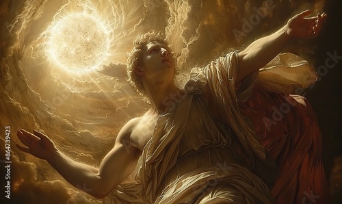 icarus flying to the sun a character from greek mythology.image illustration