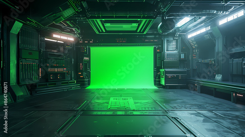 There is a green screen in the room