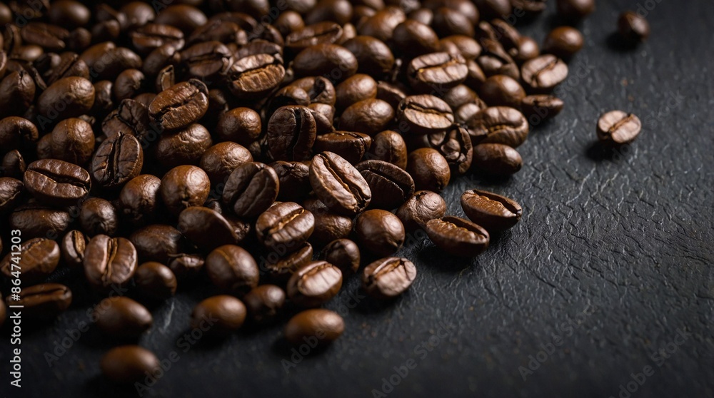 Glossy Roasted Coffee Beans on Black Glossy Roasted Coffee Beans on Black