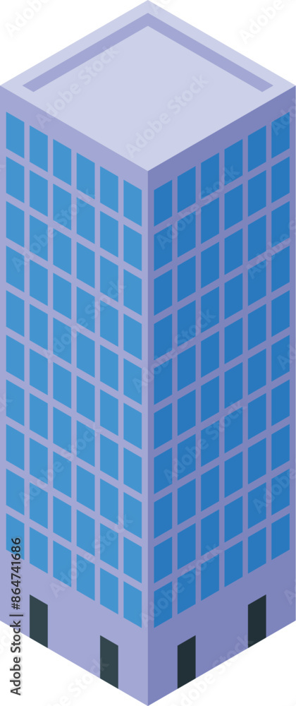 Isometric building showing modern urban architecture with many windows Isometric building showing modern urban architecture with many windows