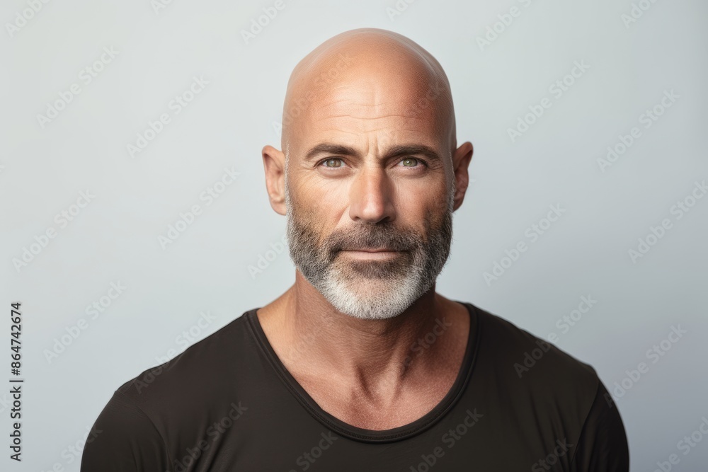 Portrait of mature man with grey hair and beard looking at camera Portrait of mature man with grey hair and beard looking at camera