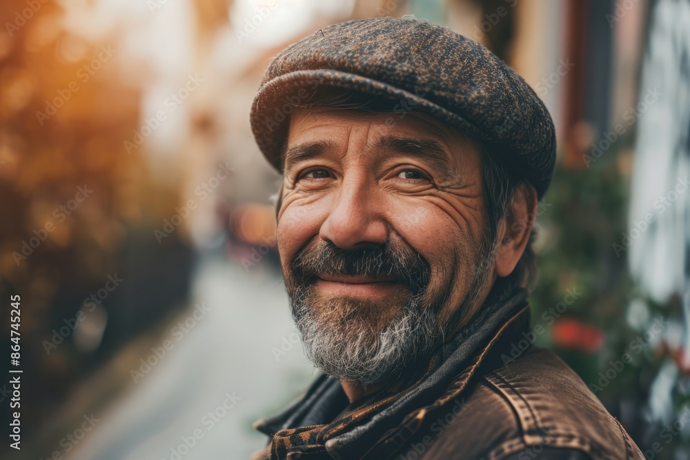 Portrait of an old man with gray beard and mustache in the city. Portrait of an old man with gray beard and mustache in the city.