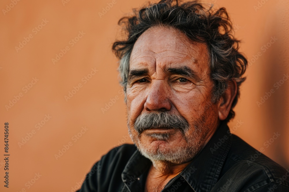 Portrait of an old man with a gray beard on an orange background Portrait of an old man with a gray beard on an orange background